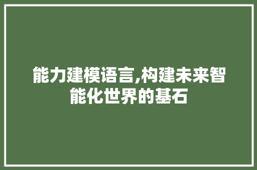 能力建模语言,构建未来智能化世界的基石 网站开发