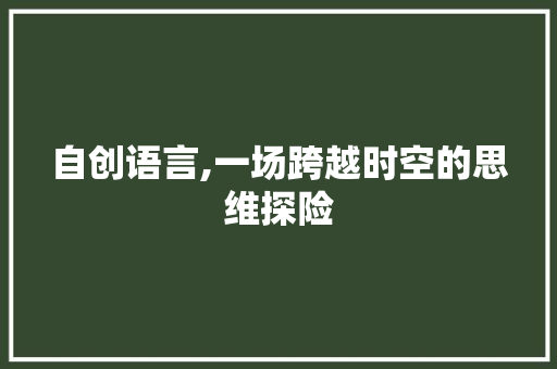 自创语言,一场跨越时空的思维探险