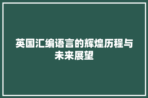 英国汇编语言的辉煌历程与未来展望