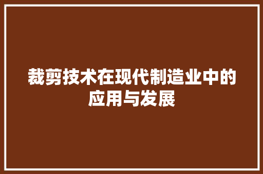 裁剪技术在现代制造业中的应用与发展