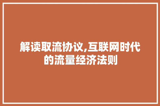 解读取流协议,互联网时代的流量经济法则