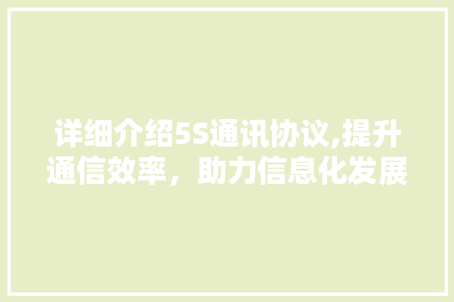 详细介绍5S通讯协议,提升通信效率，助力信息化发展