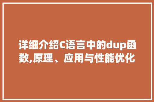 详细介绍C语言中的dup函数,原理、应用与性能优化