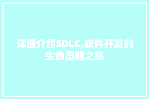 详细介绍SDLC,软件开发的生命周期之旅 英文谷歌算法