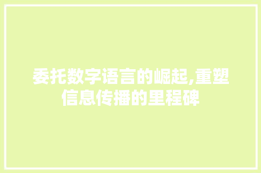 委托数字语言的崛起,重塑信息传播的里程碑 网站优化
