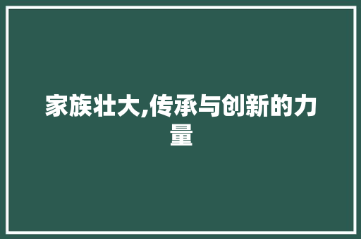 家族壮大,传承与创新的力量 360搜优化