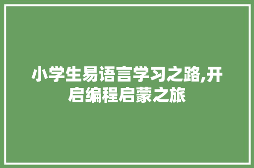 小学生易语言学习之路,开启编程启蒙之旅 小程序开发