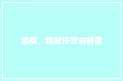 幸福，跨越语言的桥梁