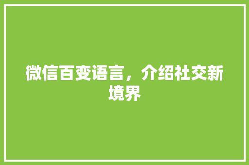 微信百变语言，介绍社交新境界