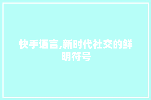 快手语言,新时代社交的鲜明符号