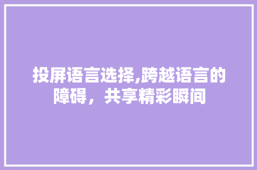 投屏语言选择,跨越语言的障碍，共享精彩瞬间