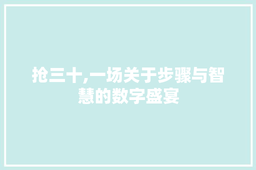 抢三十,一场关于步骤与智慧的数字盛宴