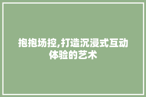 抱抱场控,打造沉浸式互动体验的艺术