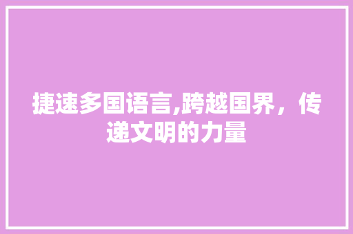 捷速多国语言,跨越国界，传递文明的力量