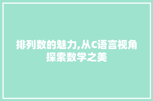 排列数的魅力,从C语言视角探索数学之美