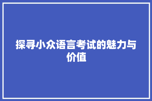 探寻小众语言考试的魅力与价值 网站优化