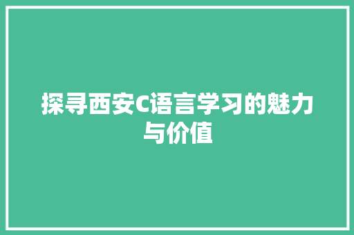 探寻西安C语言学习的魅力与价值 seo技术