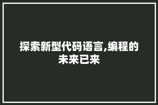 探索新型代码语言,编程的未来已来 网站开发