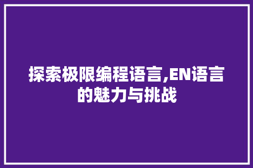 探索极限编程语言,EN语言的魅力与挑战 seo技术