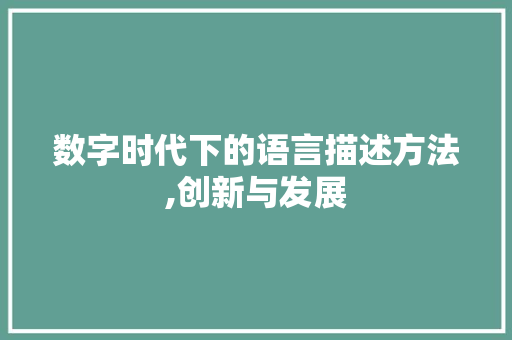 数字时代下的语言描述方法,创新与发展