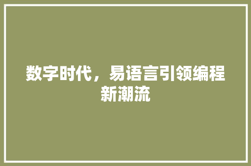 数字时代，易语言引领编程新潮流