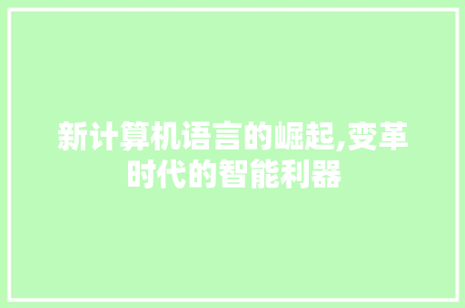 新计算机语言的崛起,变革时代的智能利器