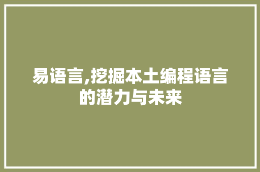 易语言,挖掘本土编程语言的潜力与未来