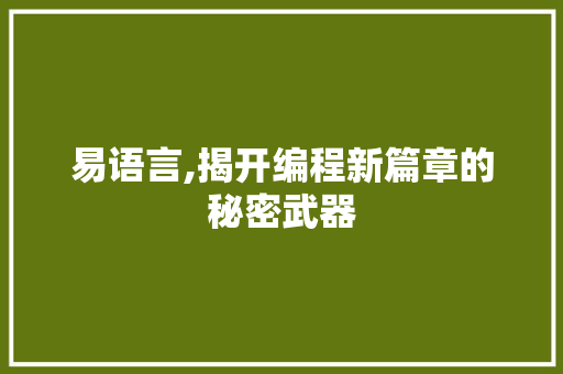 易语言,揭开编程新篇章的秘密武器 网站开发