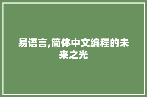 易语言,简体中文编程的未来之光 seo技术