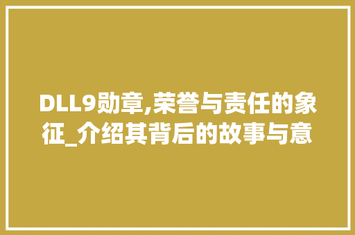 DLL9勋章,荣誉与责任的象征_介绍其背后的故事与意义 网站优化