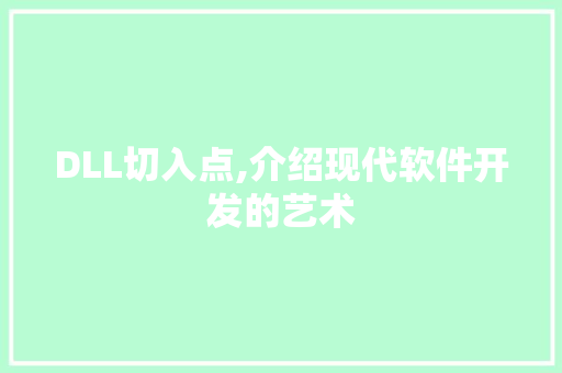 DLL切入点,介绍现代软件开发的艺术 seo技术