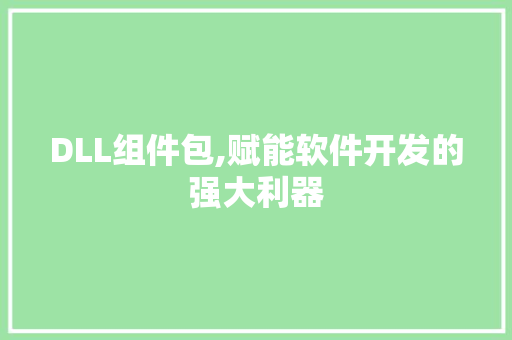 DLL组件包,赋能软件开发的强大利器