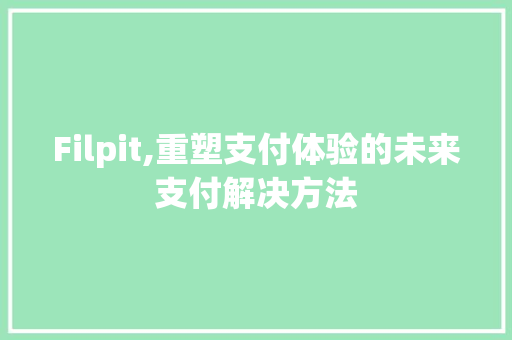 Filpit,重塑支付体验的未来支付解决方法 小程序开发
