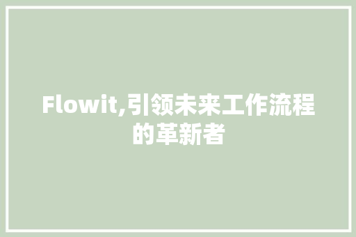 Flowit,引领未来工作流程的革新者 360搜优化