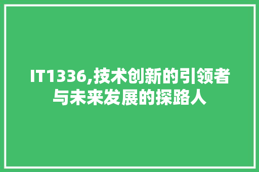 IT1336,技术创新的引领者与未来发展的探路人