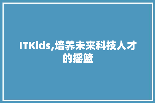 ITKids,培养未来科技人才的摇篮