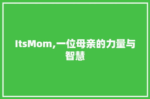 ItsMom,一位母亲的力量与智慧
