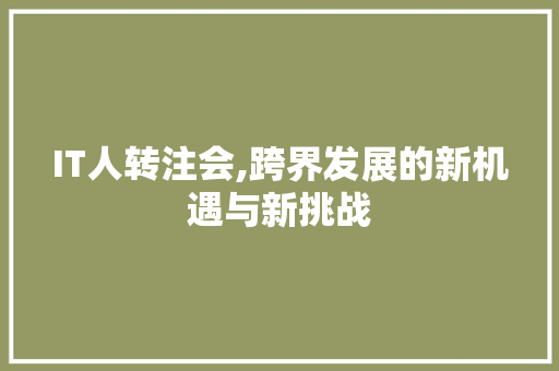 IT人转注会,跨界发展的新机遇与新挑战
