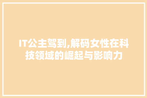IT公主驾到,解码女性在科技领域的崛起与影响力
