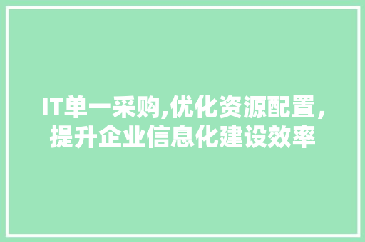 IT单一采购,优化资源配置，提升企业信息化建设效率