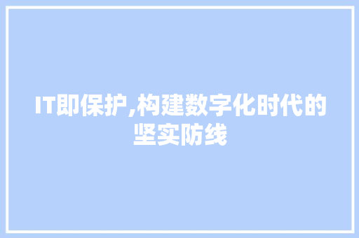 IT即保护,构建数字化时代的坚实防线