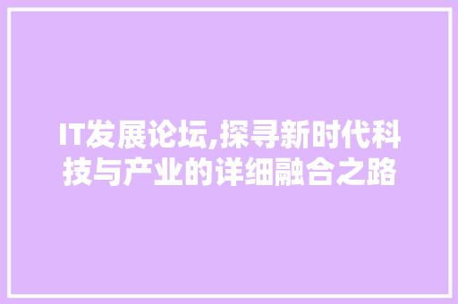 IT发展论坛,探寻新时代科技与产业的详细融合之路 小程序开发