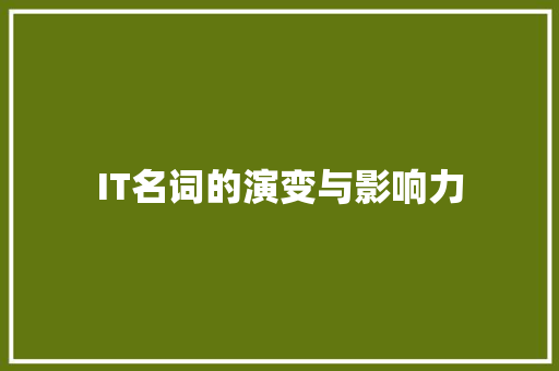 IT名词的演变与影响力 英文谷歌算法