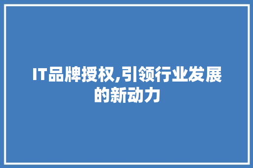 IT品牌授权,引领行业发展的新动力