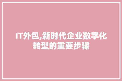 IT外包,新时代企业数字化转型的重要步骤