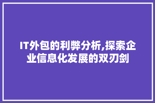 IT外包的利弊分析,探索企业信息化发展的双刃剑