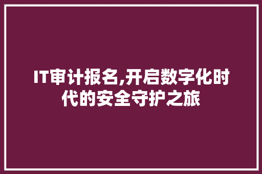 IT审计报名,开启数字化时代的安全守护之旅