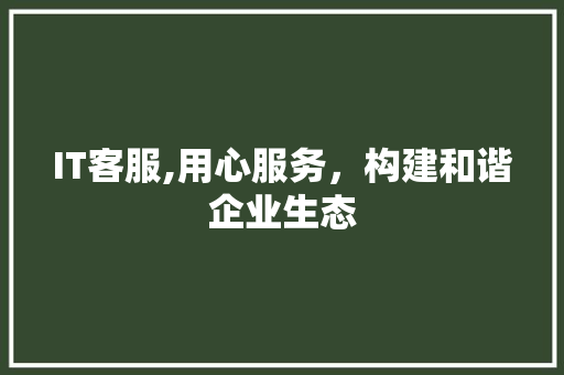 IT客服,用心服务，构建和谐企业生态