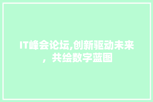 IT峰会论坛,创新驱动未来，共绘数字蓝图