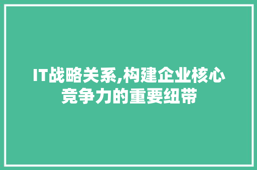 IT战略关系,构建企业核心竞争力的重要纽带